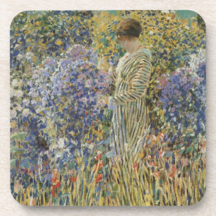 Porta-copo Dama num Jardim de Frederick Frieseke, Arte Fino