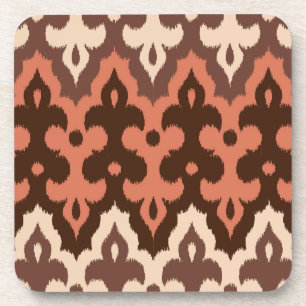 Porta-copo Damasco, Brown, Taupe & oxidação de Ikat do
