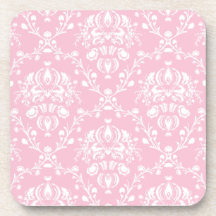 Porta-copo Damasco Rosa e Branco