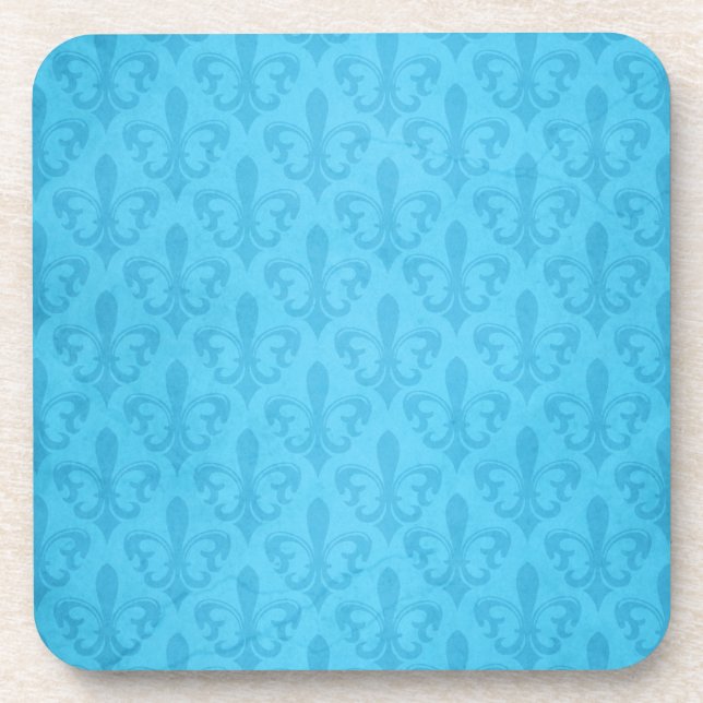 Porta-copo Damask aqua blue fleur de lis set 6 portas copos (Frente)