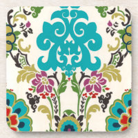 Damask Floral Patternos Plum Turquoise