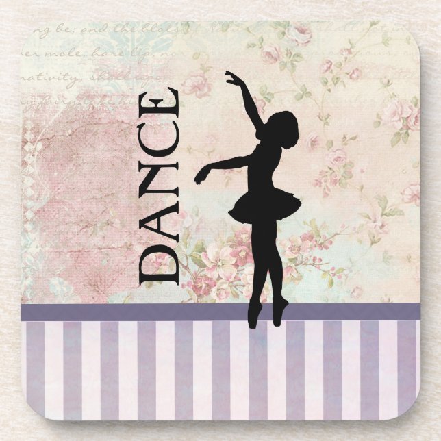 Porta-copo Dança - Ballerina Silhouette Vintage Fundo (Frente)