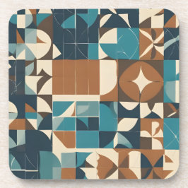 Porta-copo Dark Blue, Teal, Brown, and Tan Geometric Pattern