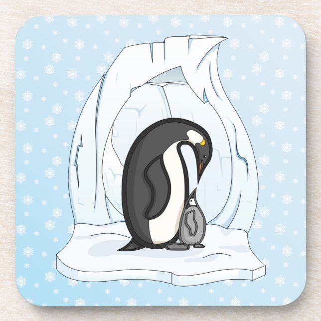 Porta-copo Davin e Annie os Pinguins Coaster Quadrado (Frente)