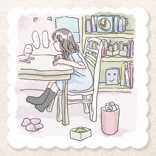 PORTA-COPO DE PAPEL さいくさじ　お部屋で机に向かう (Frente)