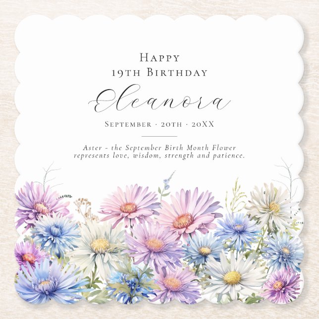 Porta-copo De Papel 19th Birthday September Birth Flower Custom (Frente)
