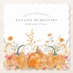 Porta-copo De Papel 25 Festa de aniversário Pumpkin Wildflower Persona