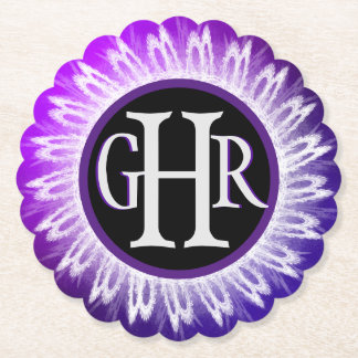Porta-copo De Papel 3 Letras Monograma Roxo Branco Roxo