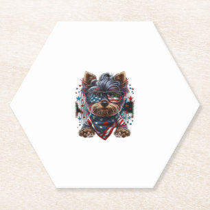 Porta-copo De Papel 4 de julho Patriotic Yorkie Dog Bandeira dos EUA