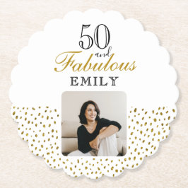 Porta-copo De Papel 50 and Fabulous Gold Glitter Photo 50th Birthday