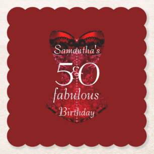 Porta-copo De Papel 50 e Fabulosos Aniversário de Córset Vermelho