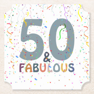 Porta-copo De Papel 50 & Fabuloso Confete Azul Tipografia Tendência