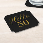 Porta-copo De Papel 50th Birthday Black Gold Birthday<br><div class="desc">Elegant black and gold 50th birthday sticker design. This modern typography design is in chic black and gold. It has the text "Hello 50" in trending typography. This stylish design is perfect for an unforgettable 50th birthday party celebration. Contact the designer via zazzle chat for help with matching products, personalization...</div>
