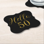 Porta-copo De Papel 50th Birthday Black Gold Birthday<br><div class="desc">Elegant black and gold 50th birthday sticker design. This modern typography design is in chic black and gold. It has the text "Hello 50" in trending typography. This stylish design is perfect for an unforgettable 50th birthday party celebration. Contact the designer via zazzle chat for help with matching products, personalization...</div>