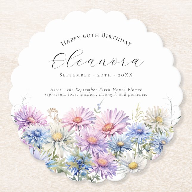 Porta-copo De Papel 60th Birthday September Birth Flower Custom (Frente)