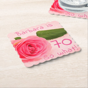 Porta-copo De Papel 70 Birthday - Nome Personalizado Rosa Rosa Rosa