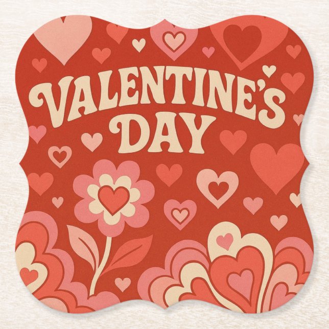 Porta-copo De Papel 70s, Valentine's Day artwork (Frente)