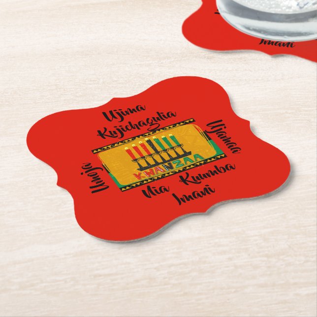 Porta-copo De Papel 7 Princípios das velas de Kwanzaa (Angular)