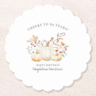 Porta-copo De Papel 80 Birthday White Pumpkin Fall Folha Personalizada