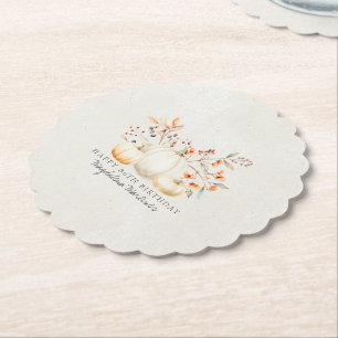 Porta-copo De Papel 80 Birthday White Pumpkin Fall Folha Personalizada