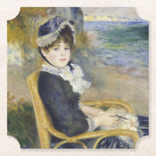 Porta-copo De Papel À Beira-Mar, Retrato de Pintura a Óleo, Renoir
