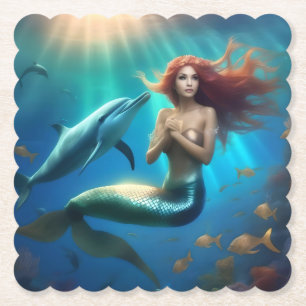 Porta-copo De Papel "A dança do Oceano: Uma Sereia e a Viagem dos Golf