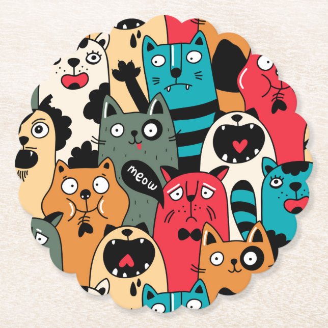 Porta-copo De Papel A multidão de gatos (Frente)