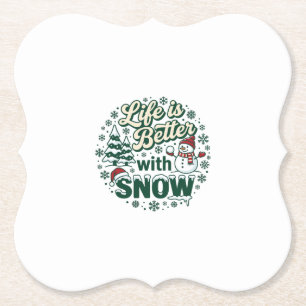 Porta-copo De Papel A Vida É Melhor Neve Natal Boneco De Neve Árvores