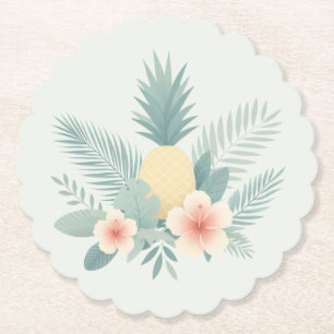 Porta-copo De Papel Abacaxi floral e havaiano