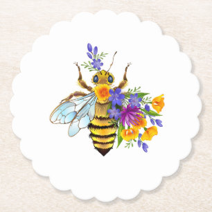 Porta-copo De Papel Abeja flor com plantas silvestres