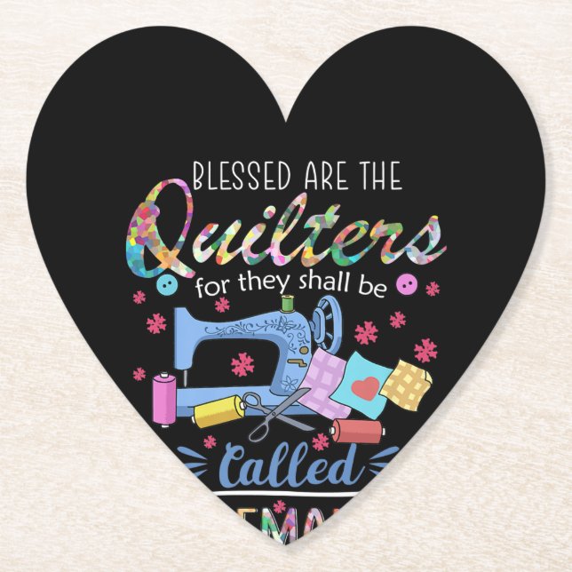 Porta-copo De Papel Abençoados São Os Quilters Para Eles. (Frente)