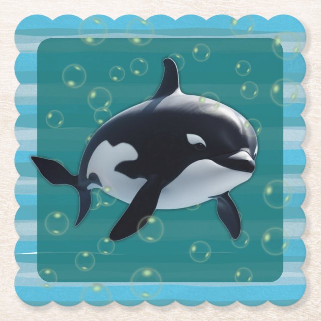 Porta-copo De Papel Aborde de Orca de Papel (Frente)