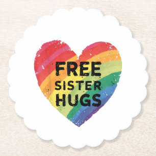 Porta-copo De Papel Abraços de Irmã Grátis Mês do Orgulho LGBT Gay Lés
