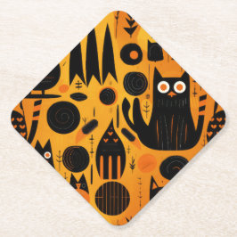 Porta-copo De Papel Abstrato de Gato Negro Halloween