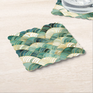 Porta-copo De Papel Abstrato Dourado Glam Verde