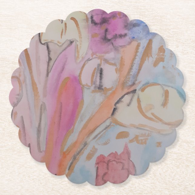 Porta-copo De Papel Abstrato Pastel Floral (Frente)