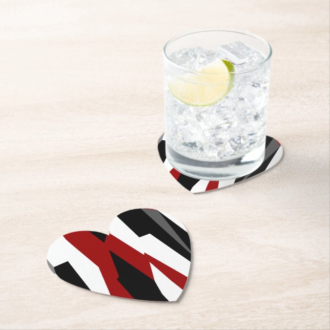 Porta-copo De Papel Abstrato preto e branco vermelho (Insitu)