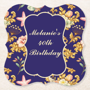Porta-copo De Papel Acanthus Dourado Aniversário de 40 anos