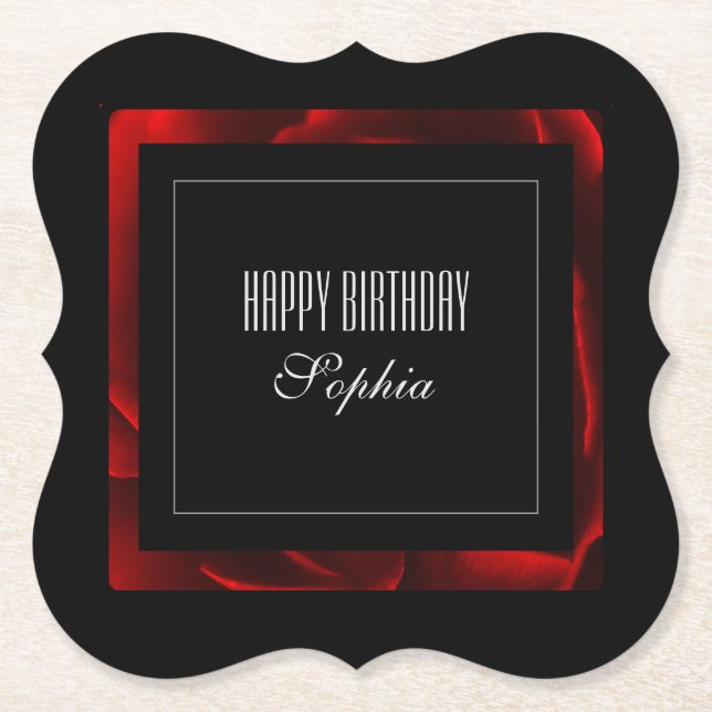 Porta-copo De Papel Acento Floral Vermelho Moderno (Frente)