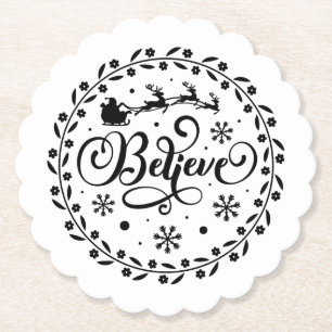 Porta-copo De Papel Acredite em Papai Noel voando na Luz