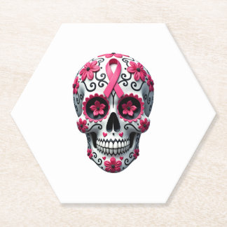 Porta-copo De Papel Açúcar do Laço Rosa Skull Calavera do Câncer de Ma