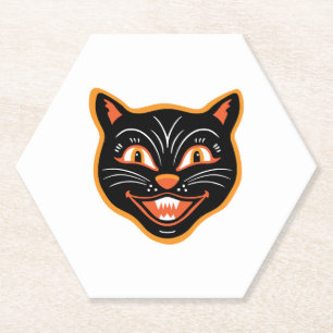 Porta-copo De Papel Adesivo de Gato Preto Vintage de Halloween Hallowe