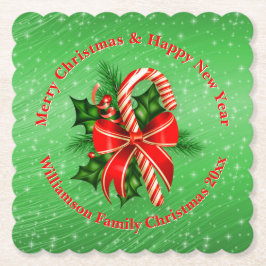 Porta-copo De Papel Adicionar Nome Alterar Texto Vermelho Verde Natal 