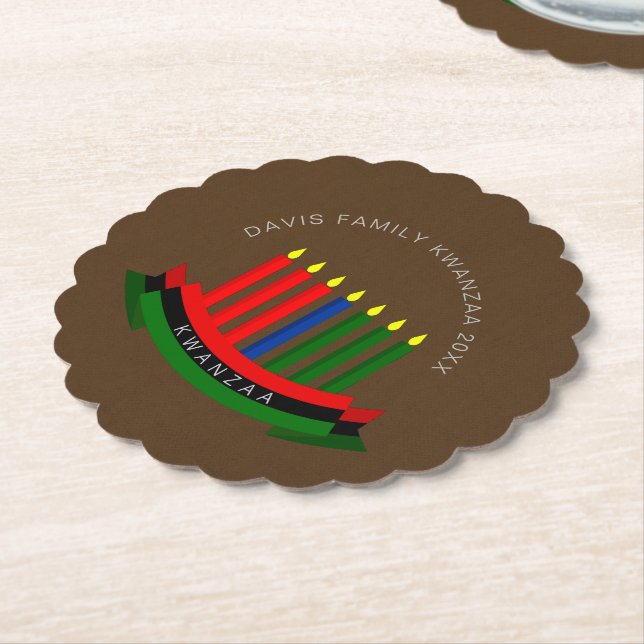 Porta-copo De Papel Adicionar Nome Ano Velas Kwanzaa (Angular)