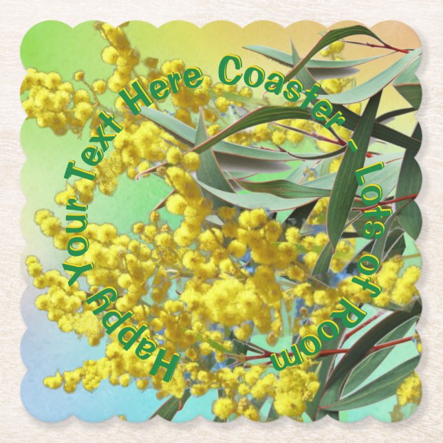 Porta-copo De Papel Adicione Texto Wattle & Gum Deixa Aussie Scalloped (Frente)