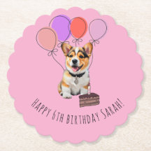 Adorable Pink Corgi Birthday Personalizável