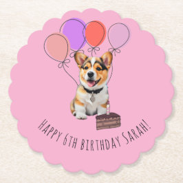 Porta-copo De Papel Adorable Pink Corgi Birthday Personalizável