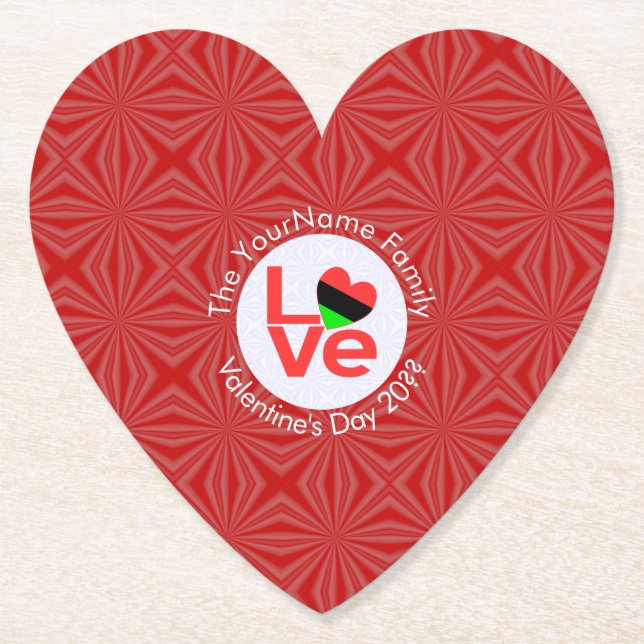 Porta-copo De Papel African American Red Letters LOVE Flag Personalize (Frente)