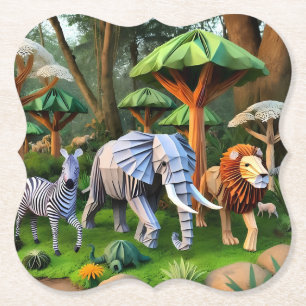 Porta-copo De Papel  African animals in origame