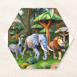 Porta-copo De Papel African animals in origame
